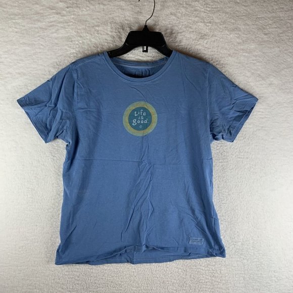 Life is Good T-Shirt Women's‎ Medium Blue Crew Short Sleeve Trendy Pullover 8091 - Picture 1 of 6